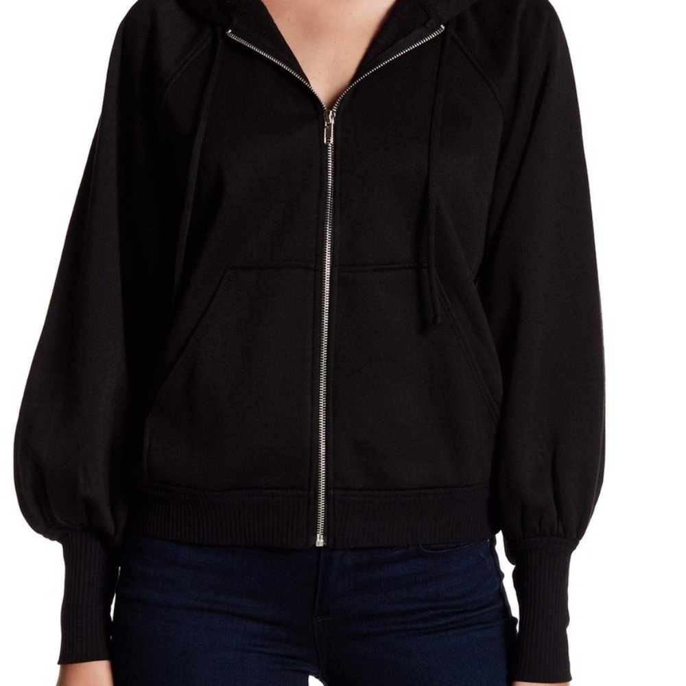ISO CAD Balloon Sleeve Zip up Hoodie - Black Sz L